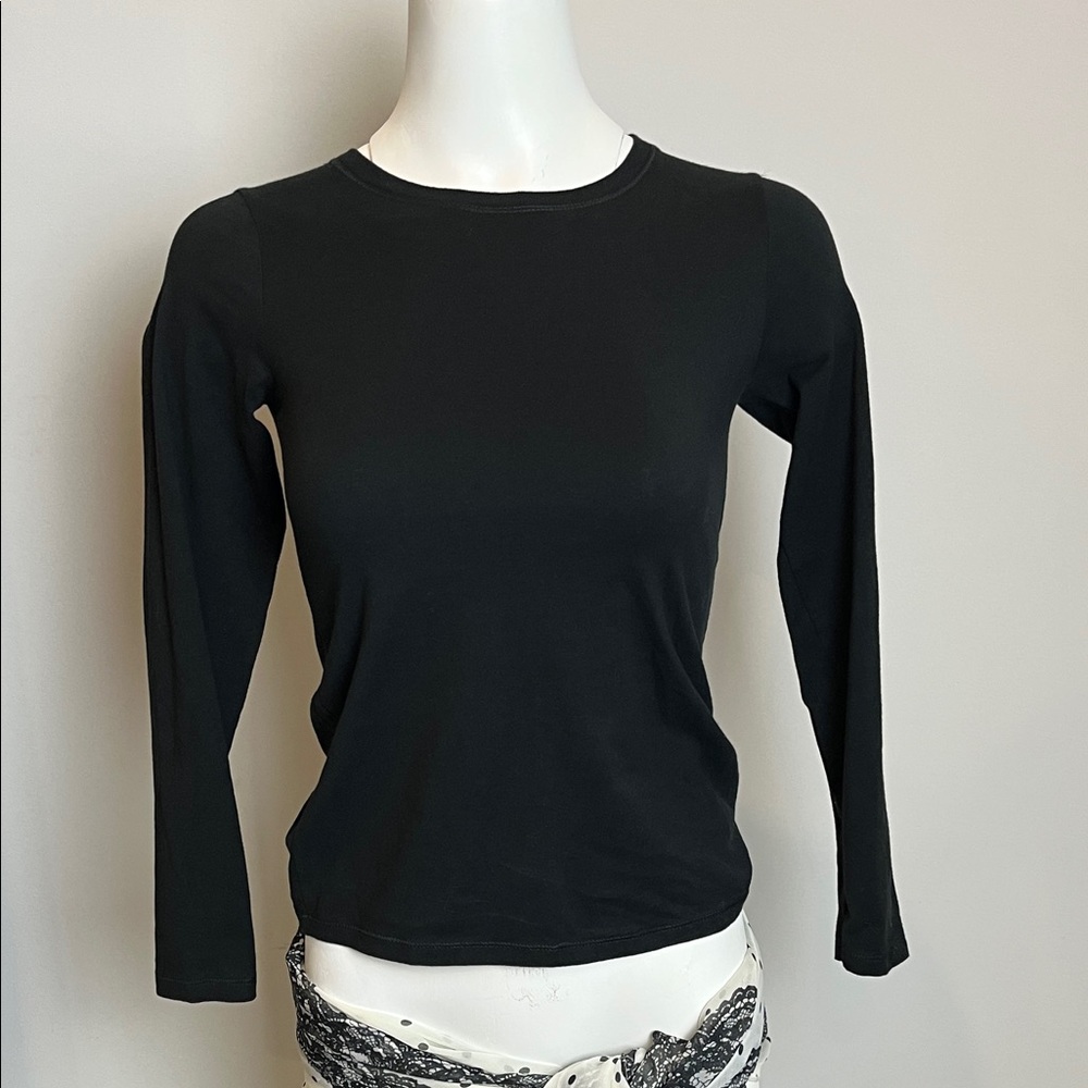 Hanes Black Long Sleeve Crewneck Tee